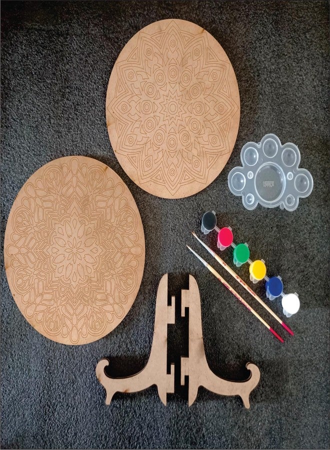 PICRAZEE مجموعة الرسم والتلوين الخشبية للأطفال من PICRAZEE | ألواح MDF مستوردة من خشب الصنوبر بسمك 5.5 مم مع علامات مسبقة، تتضمن 6 ألوان وفرشتين ولوحة ألوان وحامل | مجموعة أنشطة الرسم والتلوين كهدية - Image 1